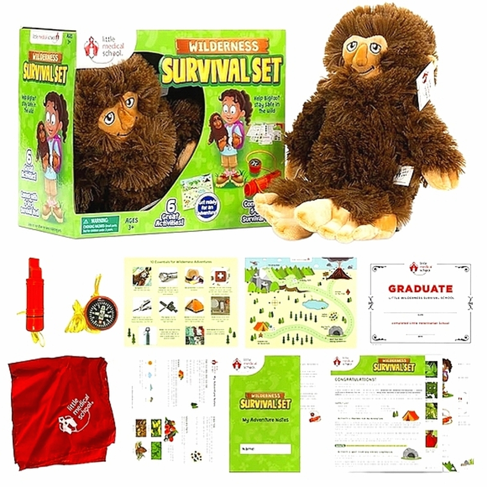 Little Medical School Wilderness Survival Play Set & Bigfoot Adventure Plush Toy